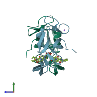 PDB entry 3slz coloured by chain, side view.