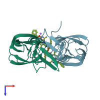 PDB entry 3slz coloured by chain, top view.