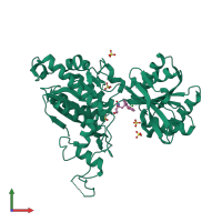 PDB entry 3sm9 coloured by chain, front view.