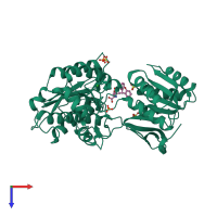 PDB entry 3sm9 coloured by chain, top view.
