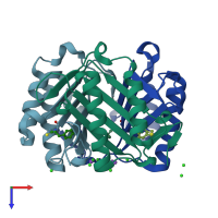 PDB entry 3smb coloured by chain, top view.