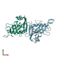 PDB entry 3smi coloured by chain, front view.