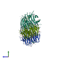 PDB entry 3smr coloured by chain, side view.