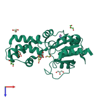 PDB entry 3smv coloured by chain, top view.
