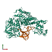 PDB entry 3sn2 coloured by chain, front view.