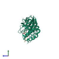 PDB entry 3snb coloured by chain, side view.