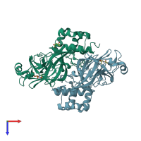 PDB entry 3snd coloured by chain, top view.