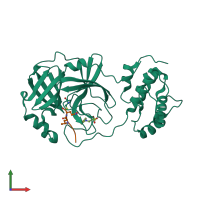PDB entry 3sne coloured by chain, front view.