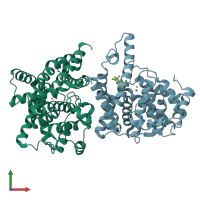 PDB entry 3snl coloured by chain, front view.