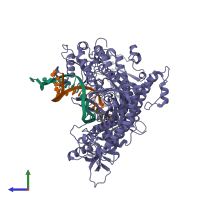 PDB entry 3snn coloured by chain, side view.