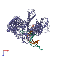 PDB entry 3snn coloured by chain, top view.