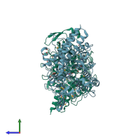 PDB entry 3snx coloured by chain, side view.