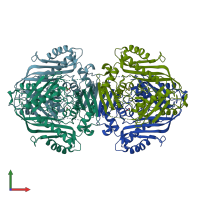 PDB entry 3so4 coloured by chain, front view.