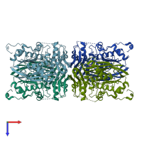 PDB entry 3so4 coloured by chain, top view.