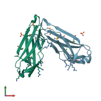 PDB entry 3so5 coloured by chain, front view.