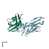 PDB entry 3so5 coloured by chain, top view.