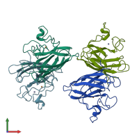 PDB entry 3sod coloured by chain, front view.