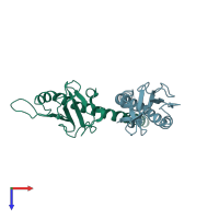 PDB entry 3sok coloured by chain, top view.