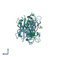 PDB entry 3son coloured by chain, side view.