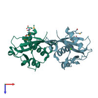 PDB entry 3son coloured by chain, top view.