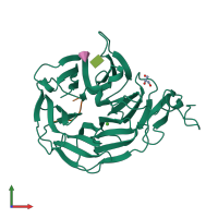 PDB entry 3soq coloured by chain, front view.