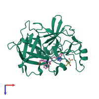 PDB entry 3sor coloured by chain, top view.