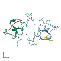 PDB entry 3sow coloured by chain, front view.