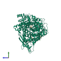 PDB entry 3spa coloured by chain, side view.