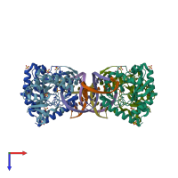 PDB entry 3spd coloured by chain, top view.