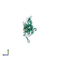 PDB entry 3sph coloured by chain, side view.