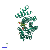 PDB entry 3spr coloured by chain, side view.