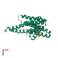 PDB entry 3spr coloured by chain, top view.