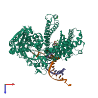 PDB entry 3sq1 coloured by chain, top view.