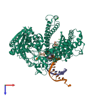 PDB entry 3sq2 coloured by chain, top view.
