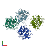 PDB entry 3sq3 coloured by chain, front view.