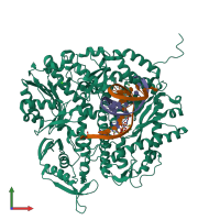 PDB entry 3sq4 coloured by chain, front view.