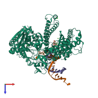 PDB entry 3sq4 coloured by chain, top view.