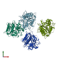 PDB entry 3sq5 coloured by chain, front view.