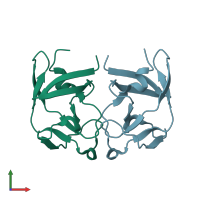 PDB entry 3sqf coloured by chain, front view.