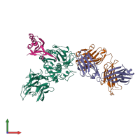 PDB entry 3sqo coloured by chain, front view.