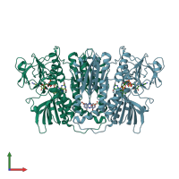 PDB entry 3sqp coloured by chain, front view.