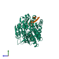 PDB entry 3sqw coloured by chain, side view.