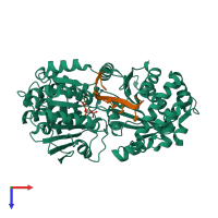 PDB entry 3sqw coloured by chain, top view.