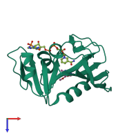 PDB entry 3sr5 coloured by chain, top view.