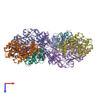PDB entry 3sr6 coloured by chain, top view.