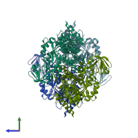 PDB entry 3srh coloured by chain, side view.