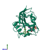 PDB entry 3srr coloured by chain, side view.