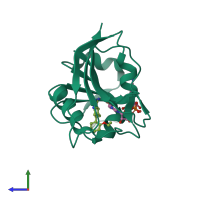 PDB entry 3srs coloured by chain, side view.