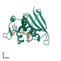 PDB entry 3sru coloured by chain, front view.