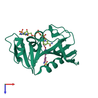 PDB entry 3sru coloured by chain, top view.
